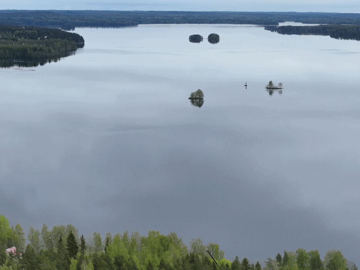 Tyyni Vesijärvi ilmasta kuvattuna.
